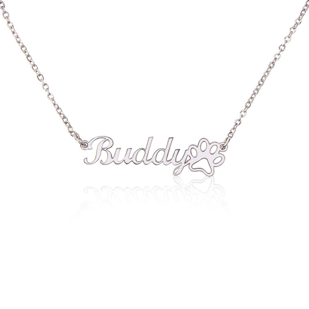 Classic Paw Print Name Necklace