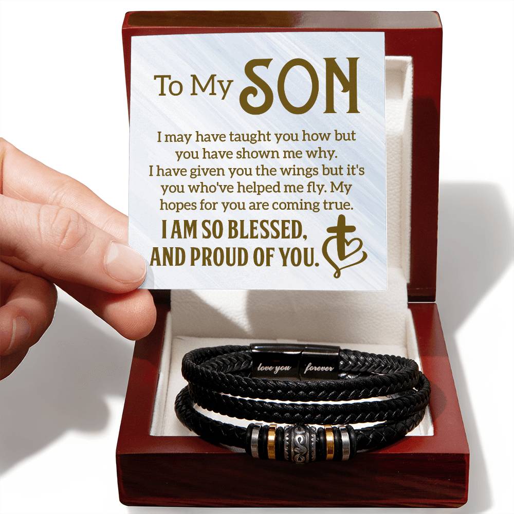 To My Son - Mens Leather Bracelet